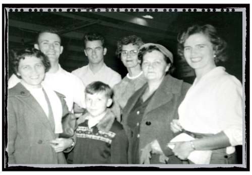 1956 LAX, Family Welcomes Reinhard after flight from Berlin, Germany, to Los Angeles, CA